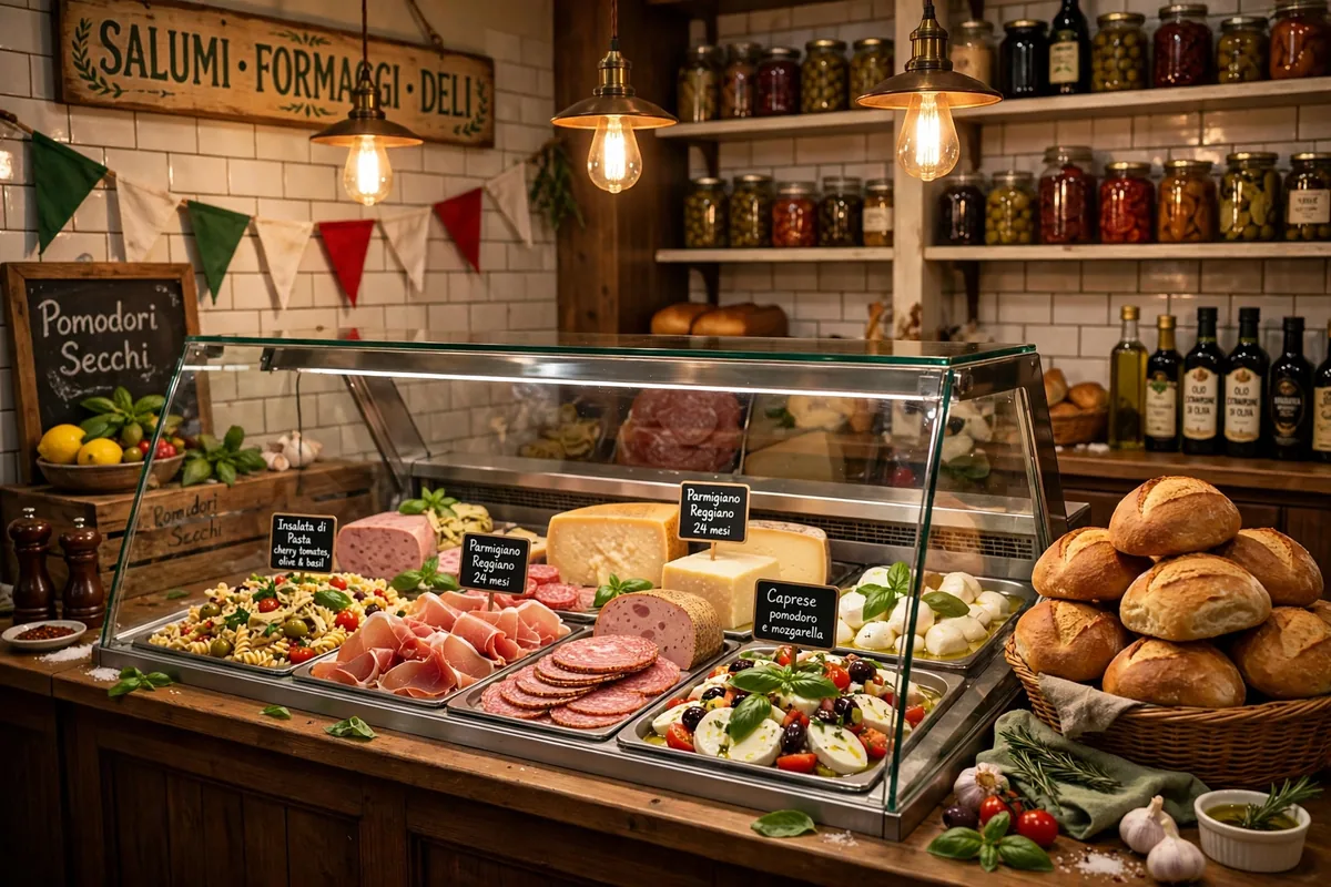 Nardelli's Grinder Shoppe Italian deli counter with grinder sandwiches and deli salads