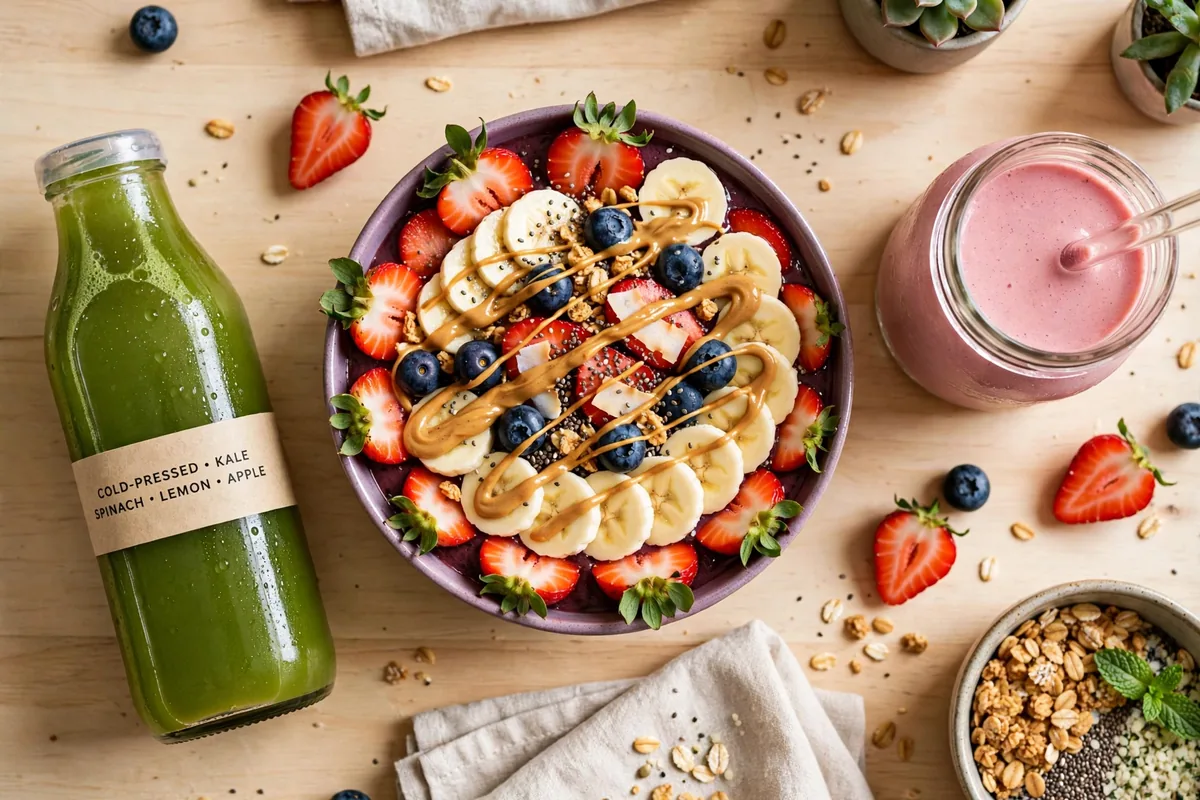 Nekter Juice Bar menu - fresh acai bowl with berries and granola