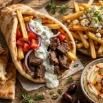 Nick the Greek secret menu hacks: gyro pita with fries, Greek fries with feta, hummus and pita