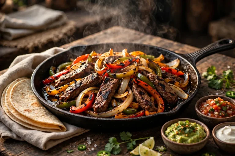 On The Border secret menu sizzling fajita skillet with grilled steak and peppers