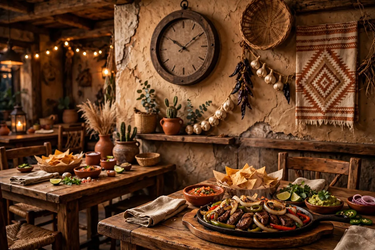 On The Border working hours restaurant interior with wall clock
