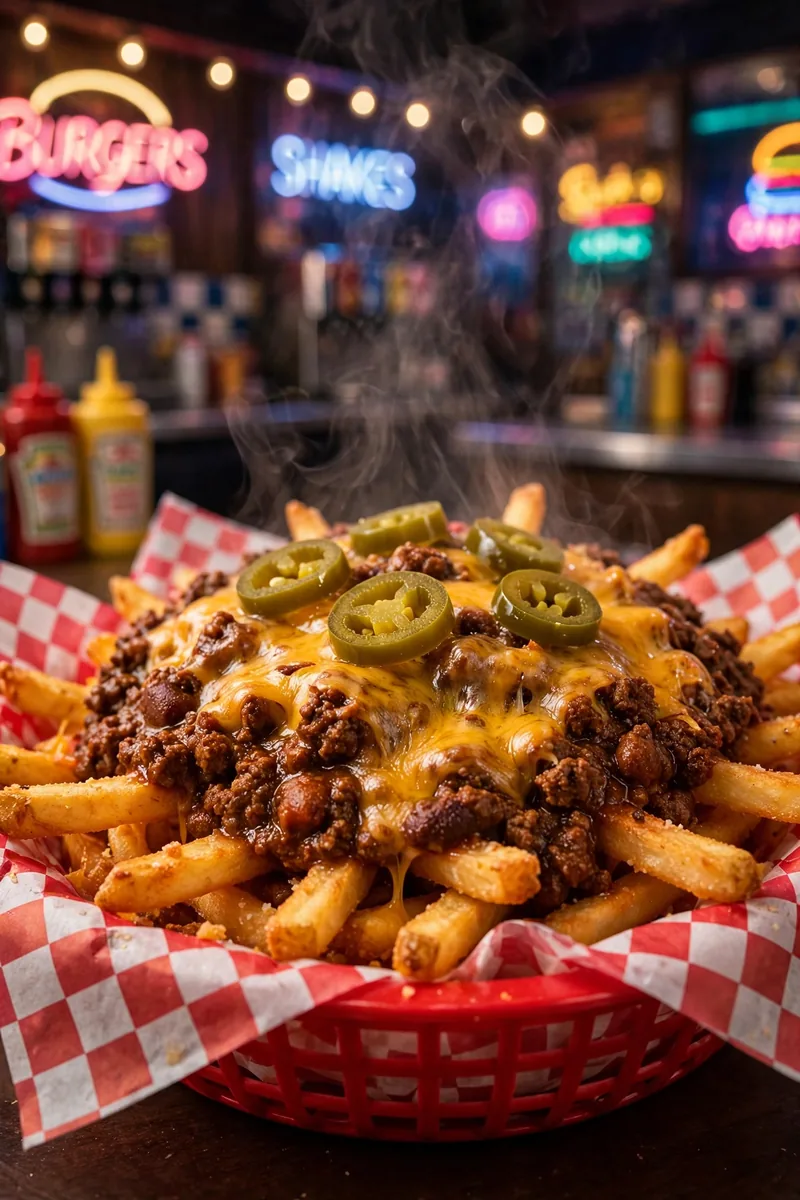 Original Tommy's chili cheese fries close up, Original Tommy's menu prices
