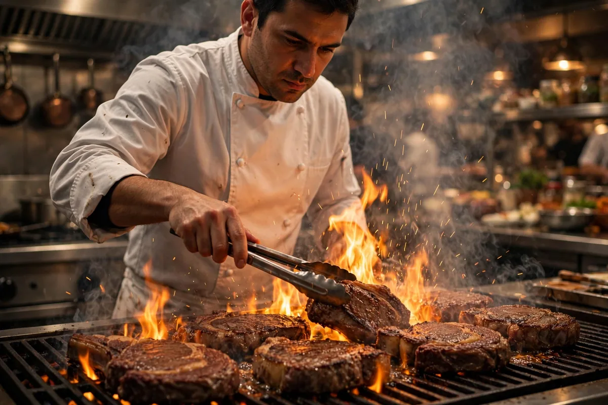 Chef grilling steaks over an open flame for Outback Best Steaks Ever menu overhaul