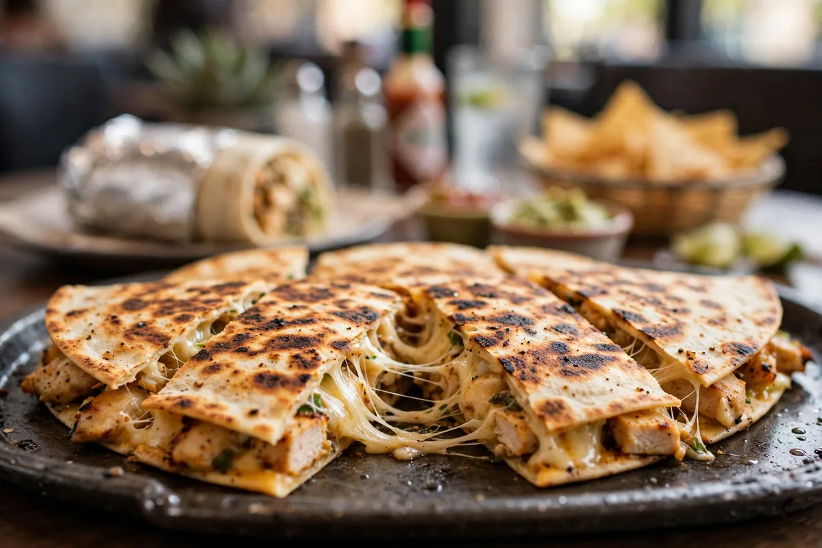 Pancheros Mexican Grill menu grilled chicken quesadilla close-up
