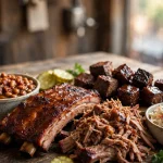 Pappy's Smokehouse menu: smoked ribs, burnt ends and pulled pork platter