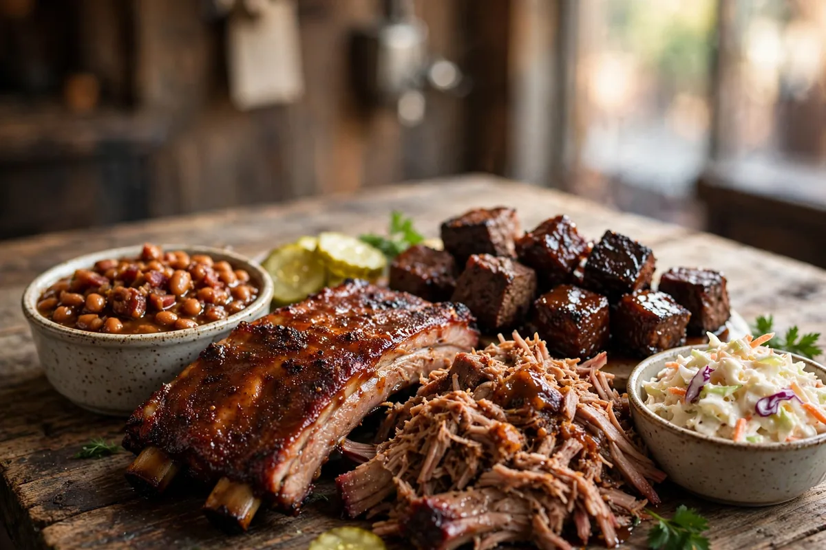 Pappy's Smokehouse menu: smoked ribs, burnt ends and pulled pork platter