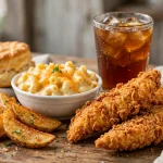 Parkers Kitchen menu prices 2026: crispy chicken tenders, mac and cheese, potato logs and sweet tea