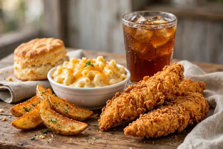 Parkers Kitchen menu prices 2026: crispy chicken tenders, mac and cheese, potato logs and sweet tea