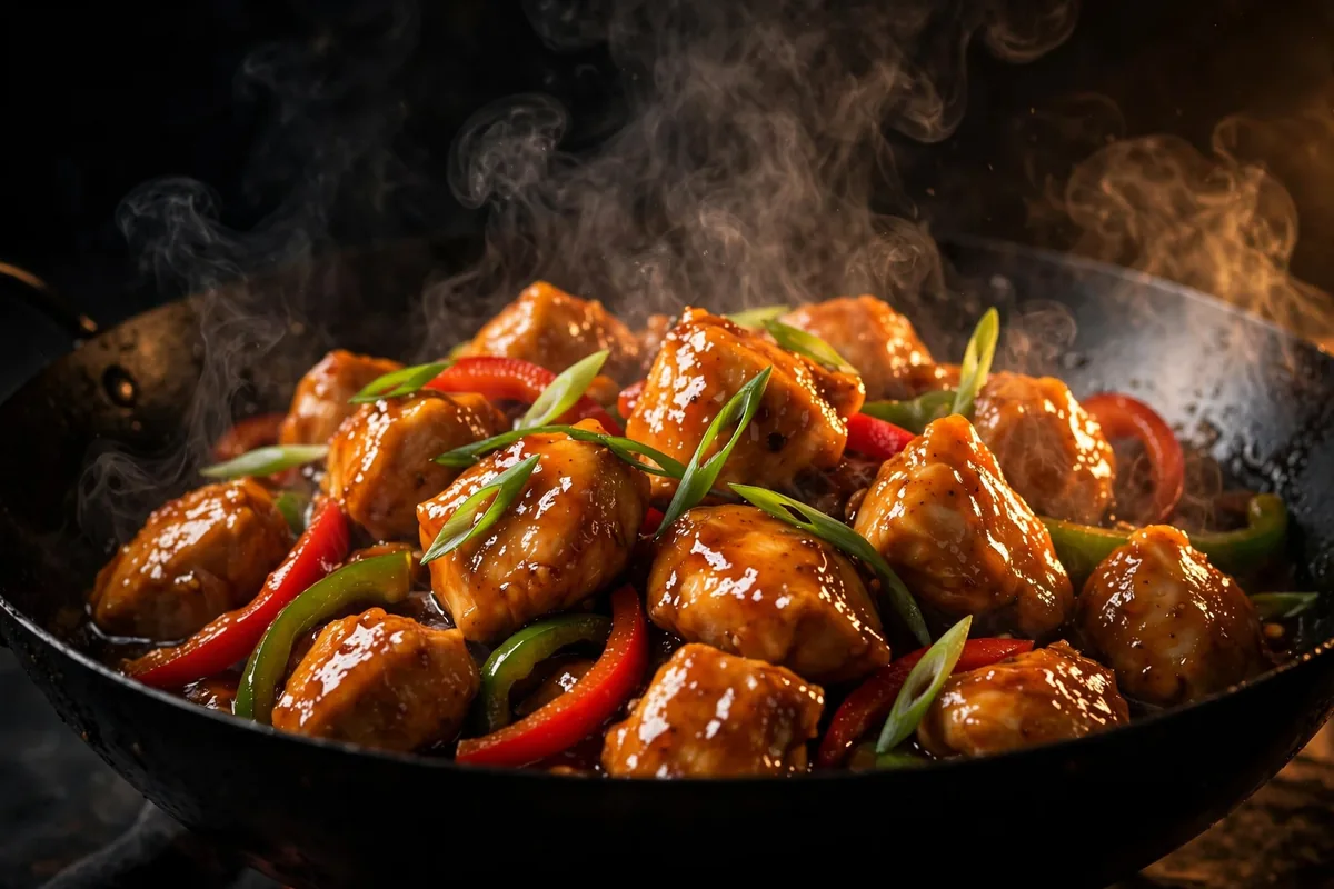 Pei Wei menu prices 2026 orange glazed chicken tossed in a hot wok with peppers