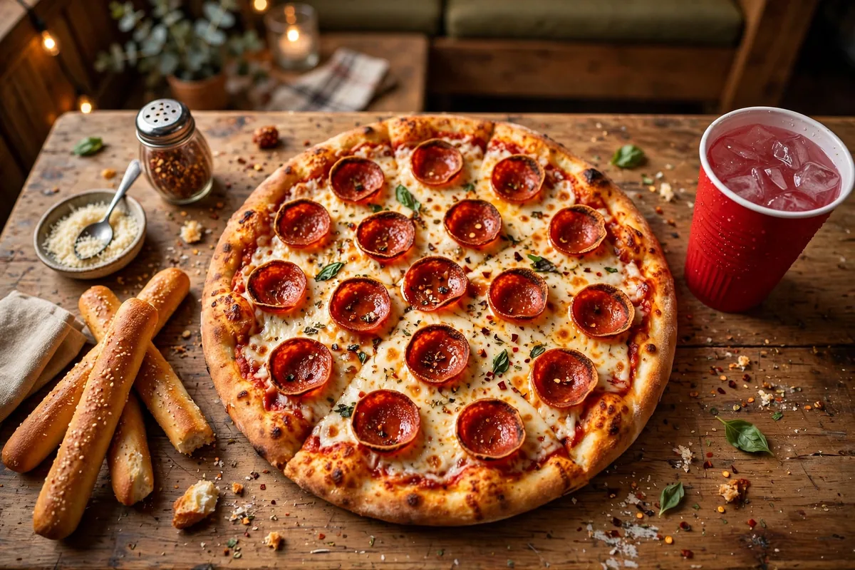 Peter Piper Pizza menu prices 2026 pepperoni pizza with breadsticks and drink
