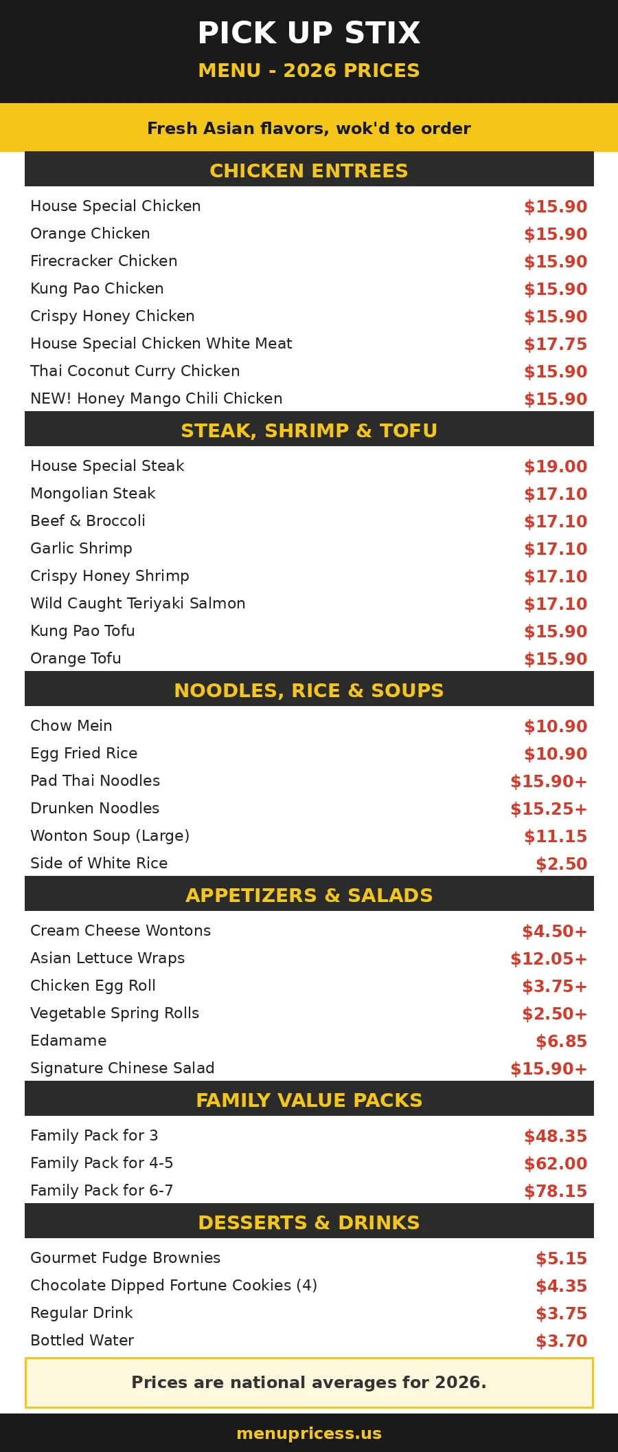 pick up stix menu prices 2026 menu card
