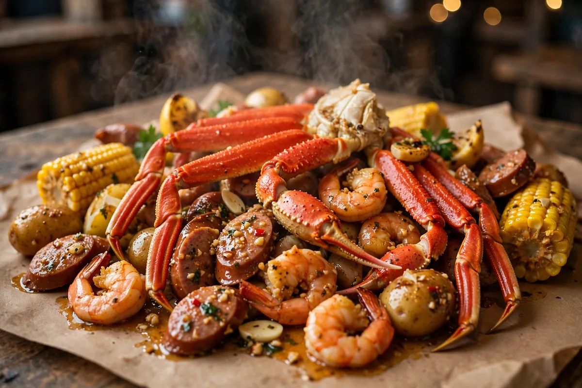 Pier 88 menu prices 2026 Louisiana-style seafood boil with crab legs and shrimp