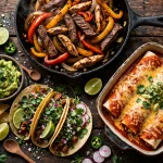 Plaza Azteca menu USA prices 2026 - Mexican restaurant spread with tacos and fajitas