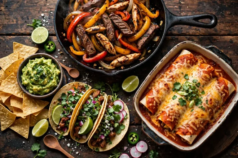 Plaza Azteca menu USA prices 2026 - Mexican restaurant spread with tacos and fajitas