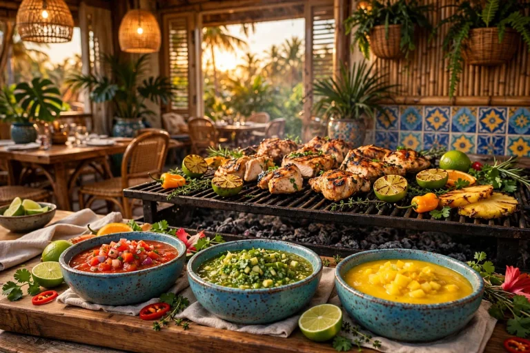 Pollo Tropical secret menu hacks with flame-grilled citrus chicken and salsa bar sauces