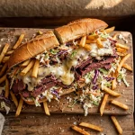 Primanti Bros secret menu sandwich with fries and coleslaw