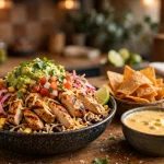 QDOBA deals and coupons 2026 - burrito bowl with queso and chips