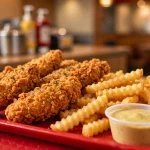 Raising Cane's chicken fingers and fries with Cane's Sauce
