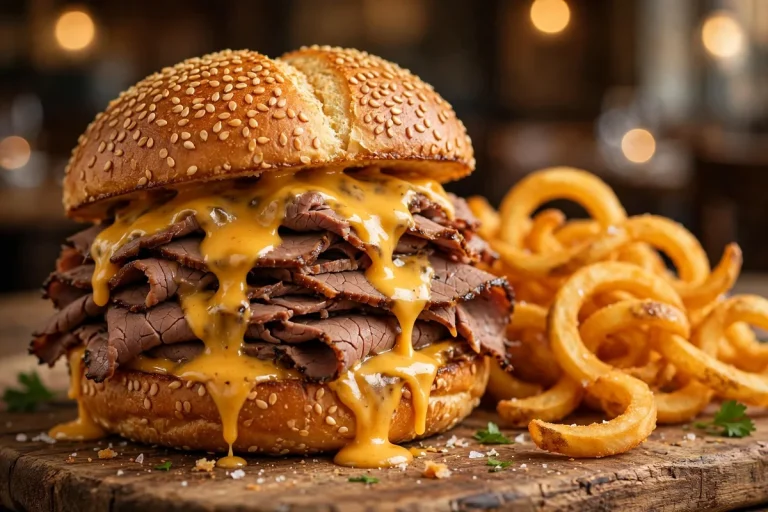 Rax Roast Beef menu prices 2026 roast beef sandwich with cheddar sauce and curly fries