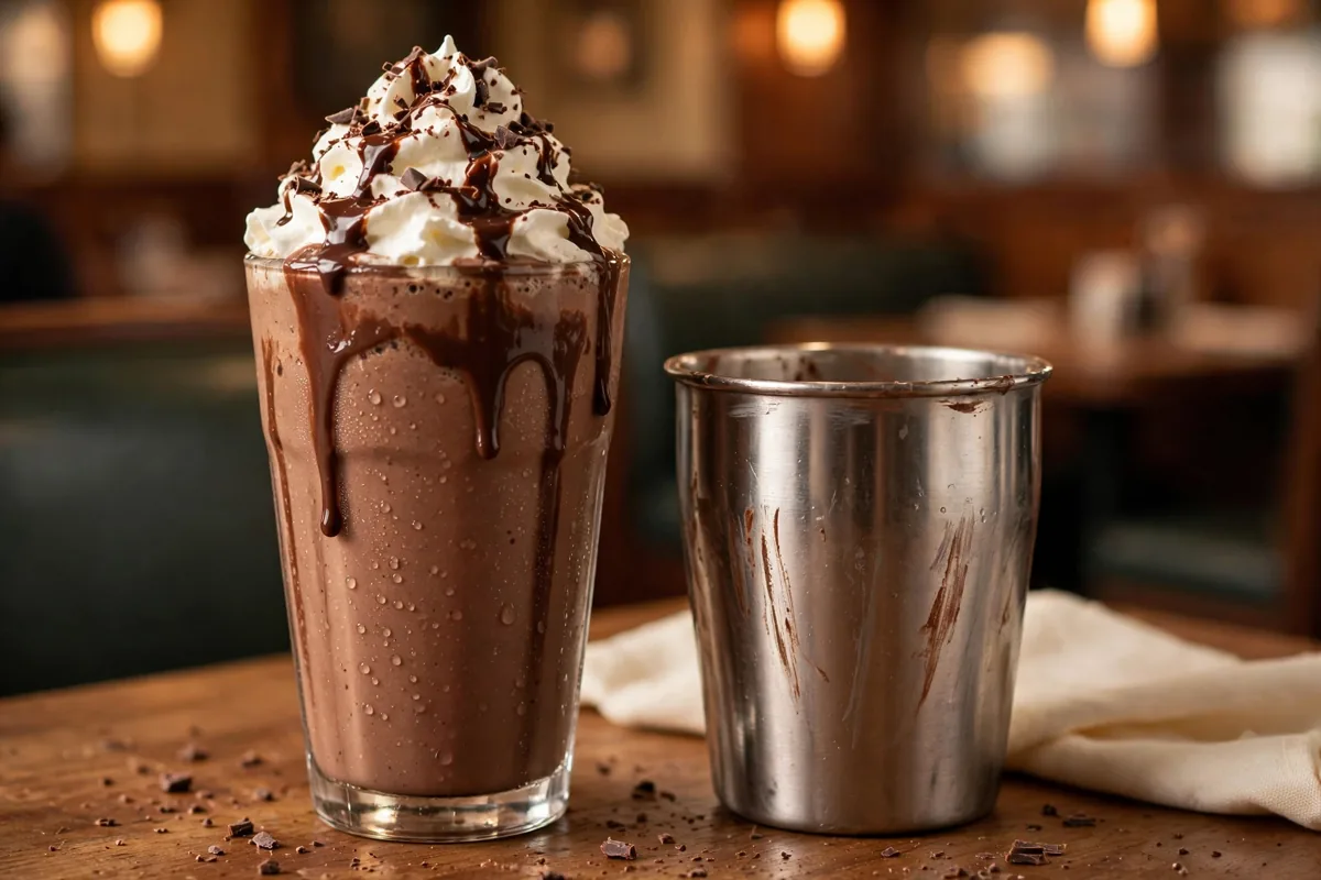 Red Robin secret menu milkshake split trick with metal cup
