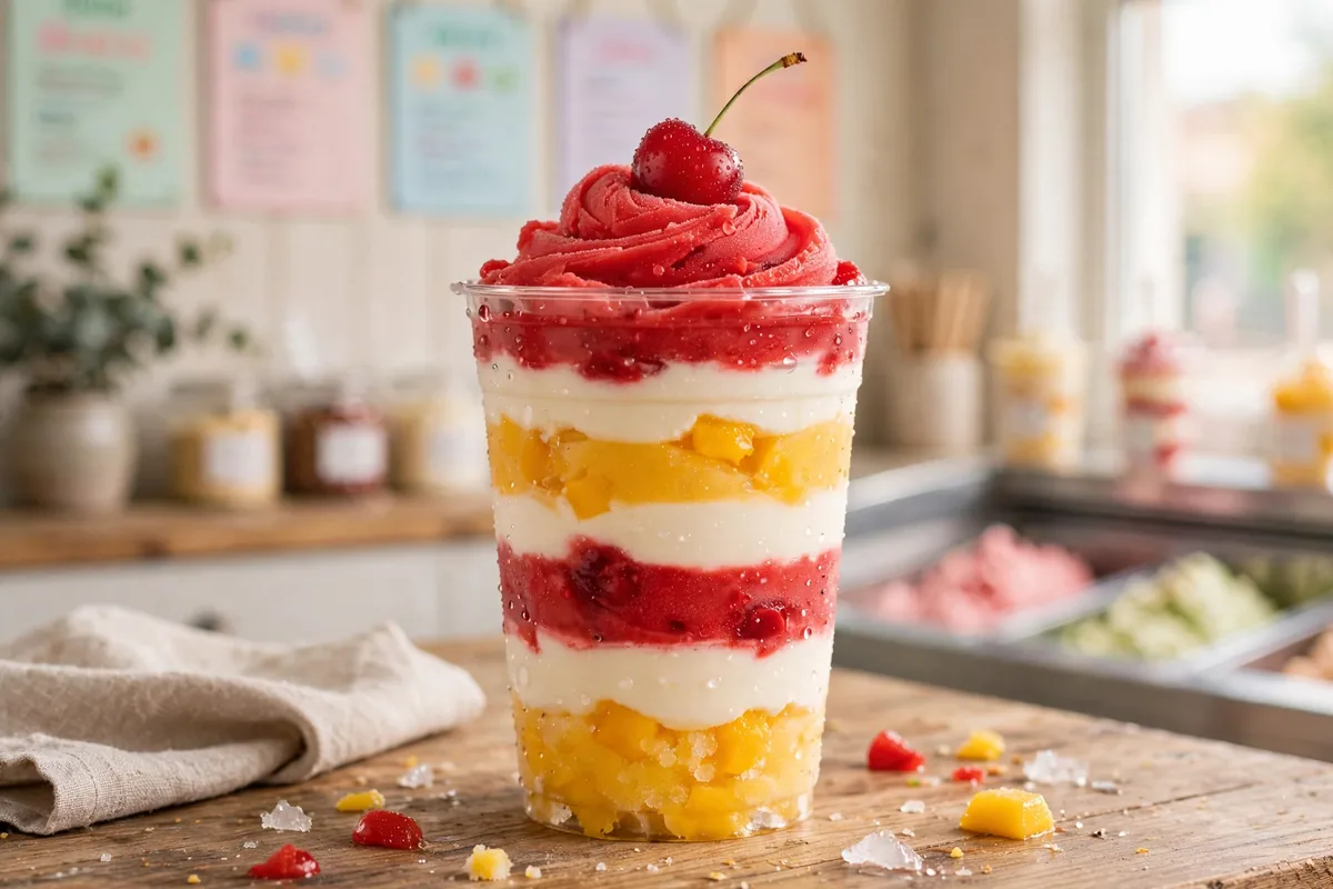 Rita's Italian Ice secret menu Gelati with layered Italian ice and custard