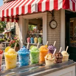 Rita's Italian Ice shop serving colorful Italian ice cups during afternoon hours