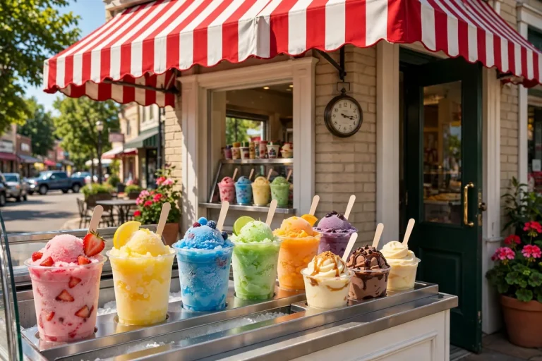 Rita's Italian Ice shop serving colorful Italian ice cups during afternoon hours