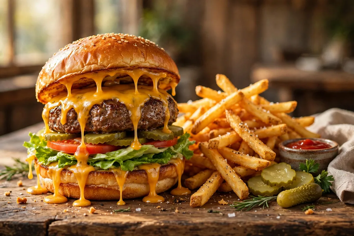 Roam Artisan Burgers menu prices 2026 grass-fed beef burger with fries