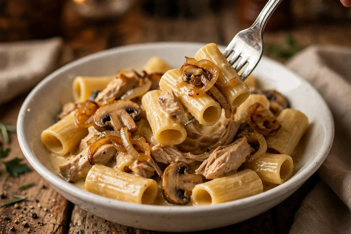 Romano's Macaroni Grill menu prices creamy chicken rigatoni close up