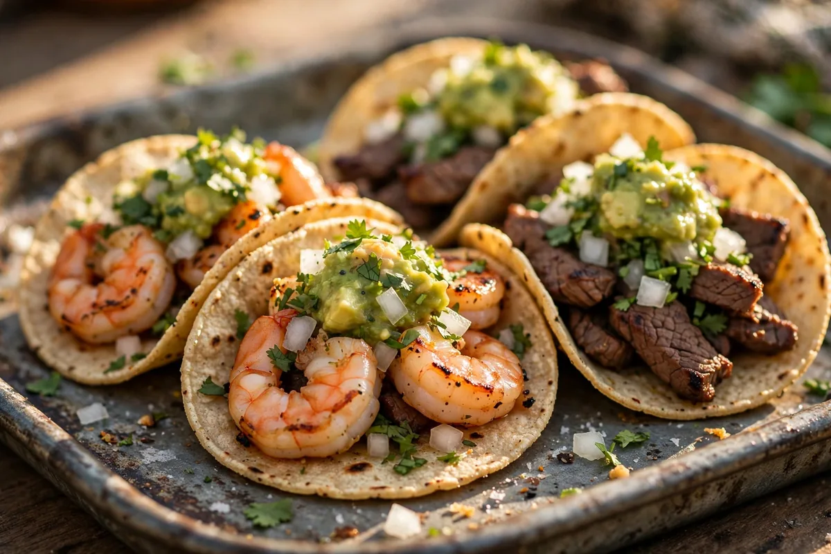 Rubio's secret menu street tacos with grilled shrimp and guacamole