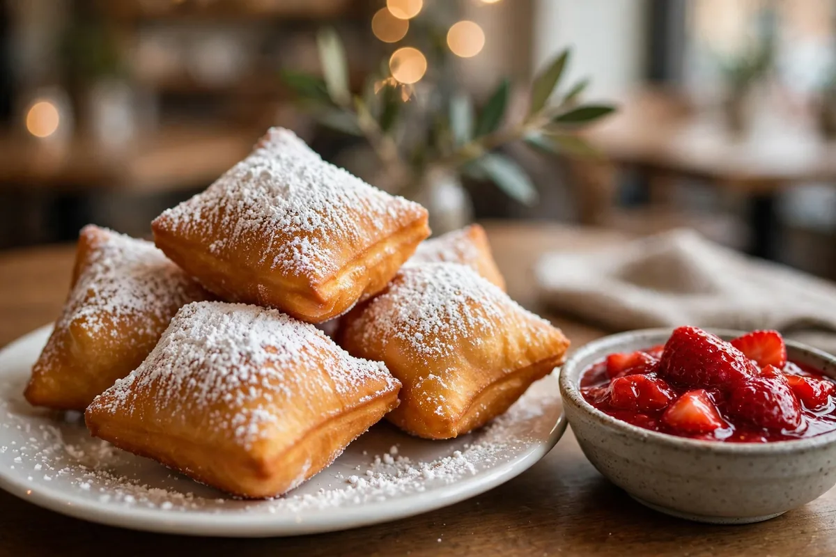 Ruby Sunshine menu prices 2026 beignets close-up powdered sugar New Orleans style