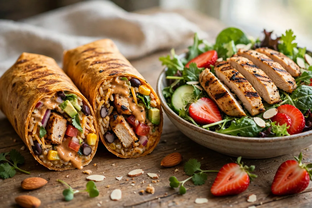 Salad House menu prices grilled chicken wrap and fresh salad