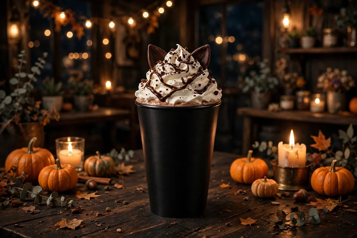 Starbucks Black Cat Frappuccino Halloween drink with chocolate cat ears