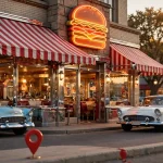 Schoop's Hamburgers locations near me, 1950s-style diner storefront