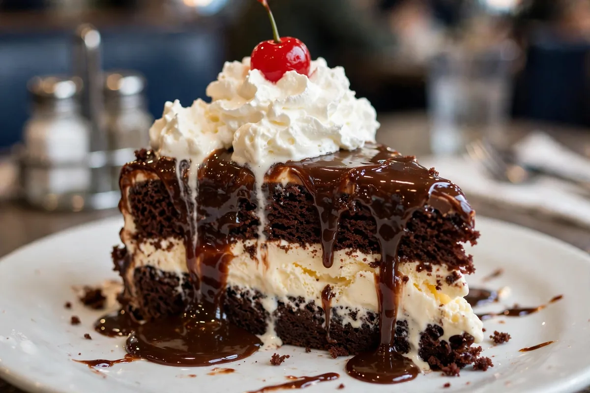 Shoney's secret menu Hot Fudge Cake with vanilla ice cream and hot fudge sauce