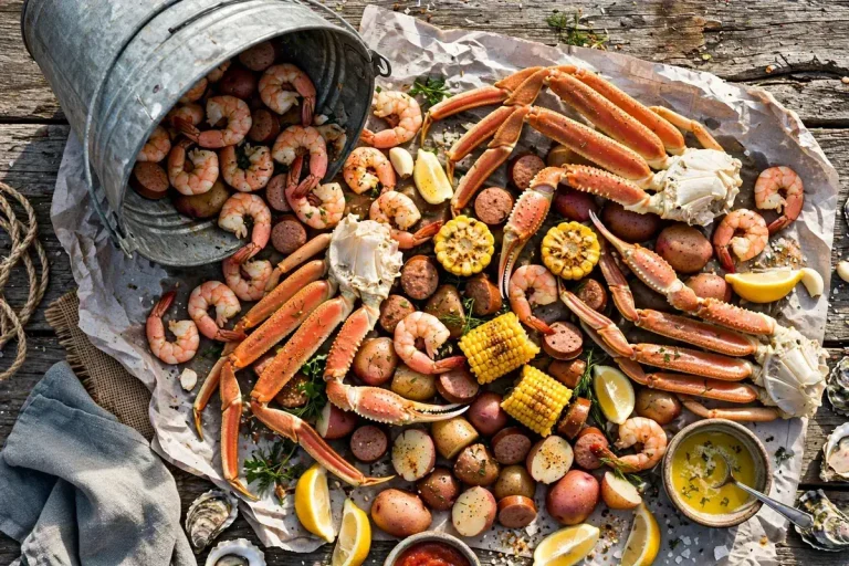 Shuckin shack menu prices 2026 Low Country seafood boil feast with shrimp crab legs and corn
