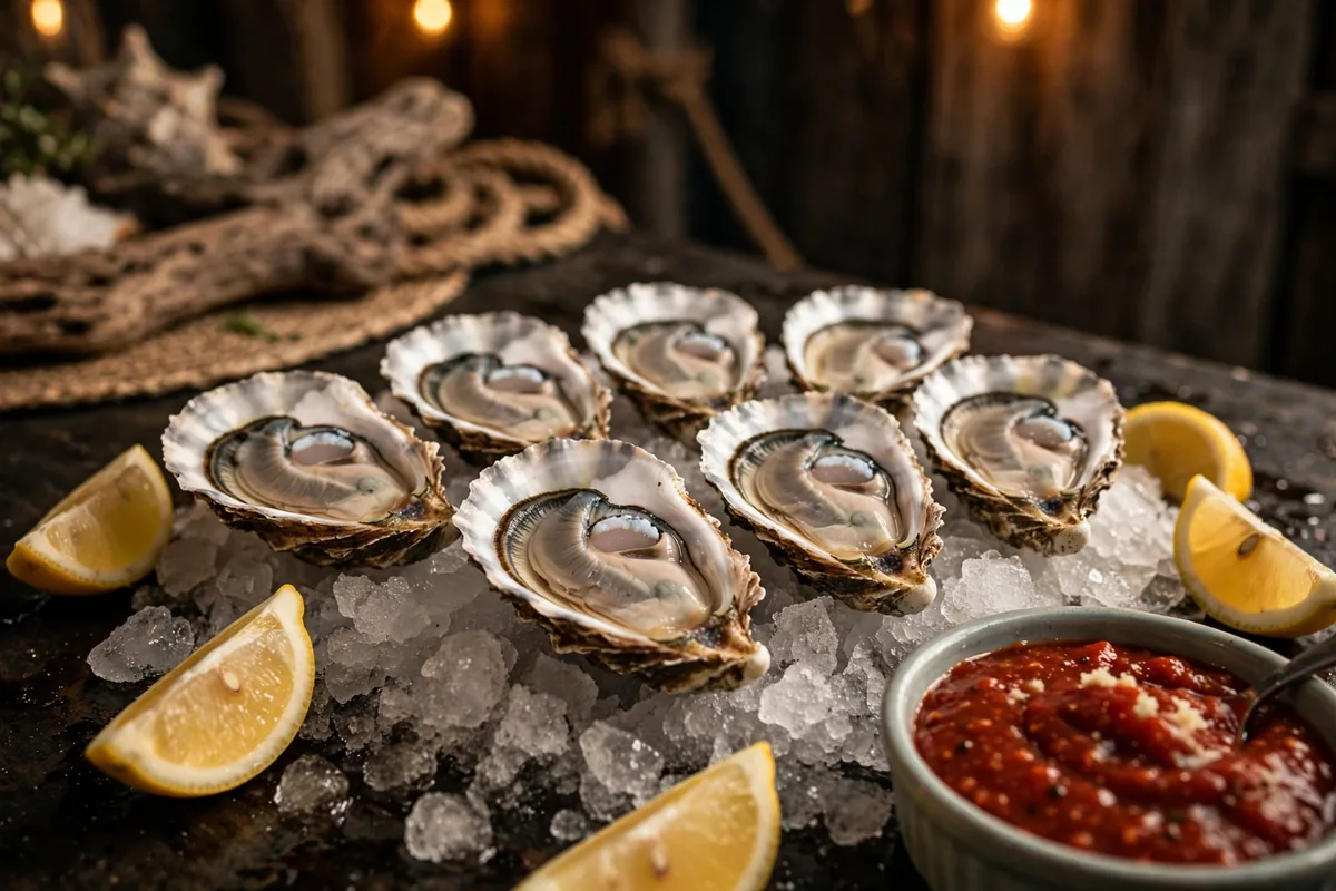 Fresh raw oysters on ice at Shuckin shack menu prices oyster bar
