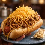 Skyline Chili secret menu spread with 3-way spaghetti, cheese coneys and shredded cheddar