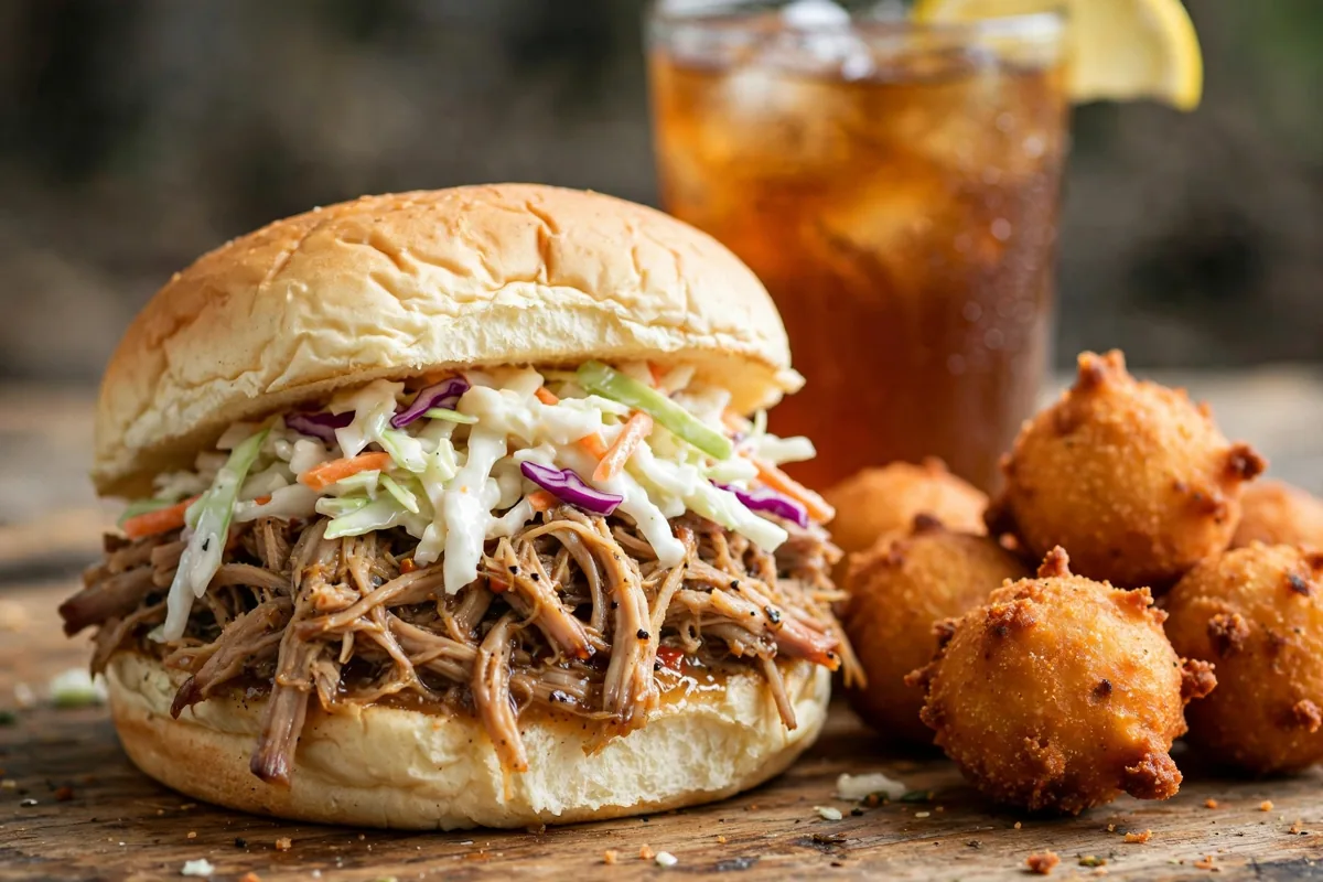 Smithfields chicken bbq menu prices 2026 pulled pork barbecue sandwich with hushpuppies