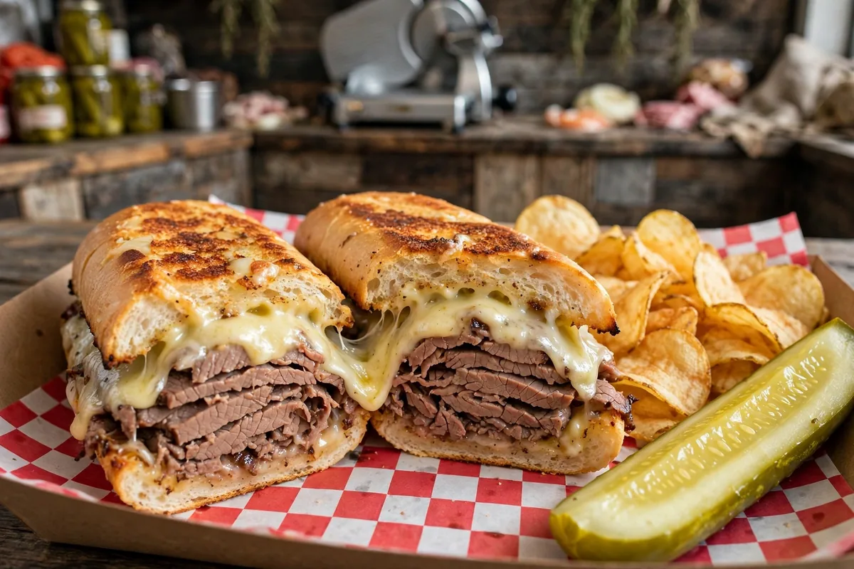 Snarf's Sandwiches roast beef and provolone sub with chips and pickle, menu prices 2026