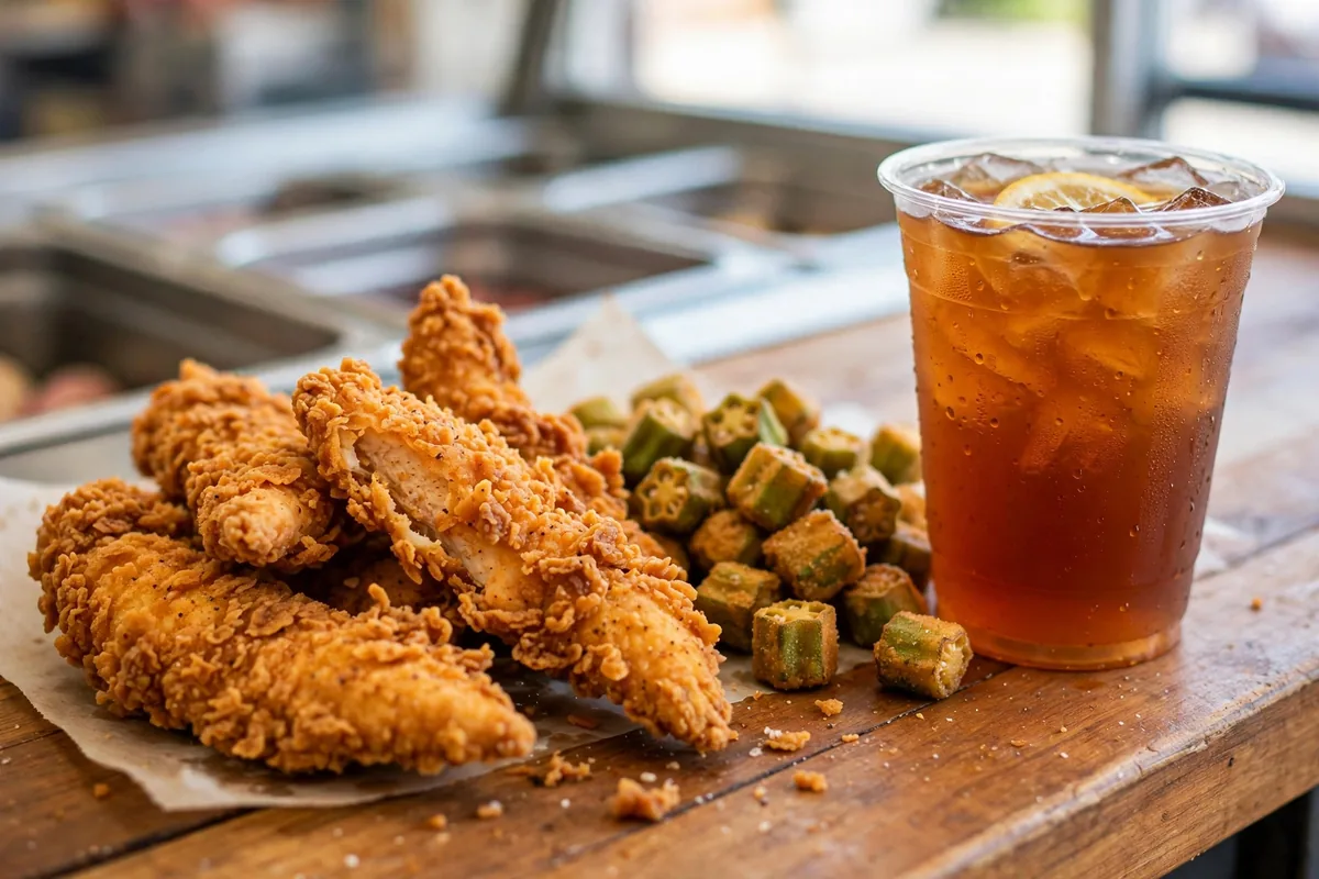 Spinx menu prices 2026 crispy fried chicken tenders with okra and sweet tea