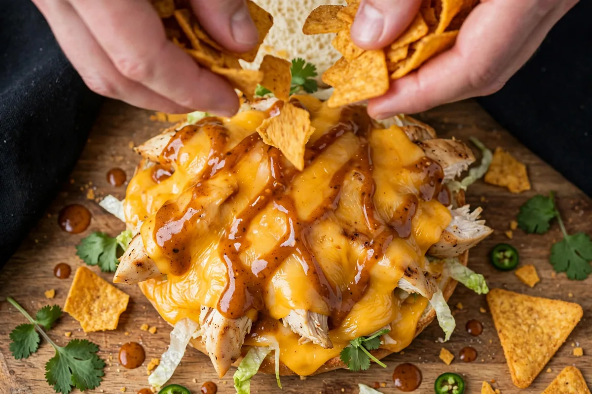 Fritos Chicken Enchilada Sub at Subway with crispy corn chips and melted cheddar