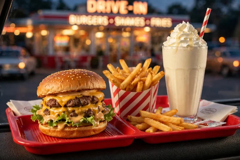 Swensons Drive In menu prices: Galley Boy double cheeseburger with fries and milkshake
