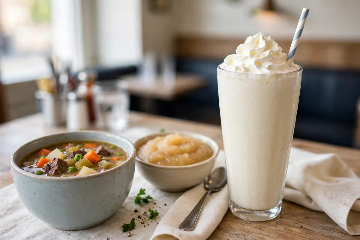 Swensons Drive-In lighter low calorie options including milkshake applesauce and soup