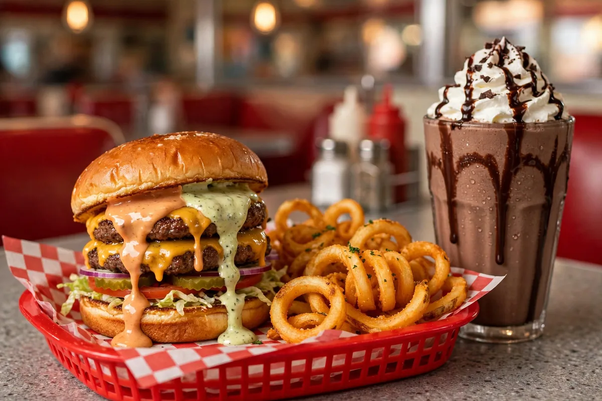 Swensons Drive-In secret menu items with Galley Boy sauces, potato teezers and milkshake