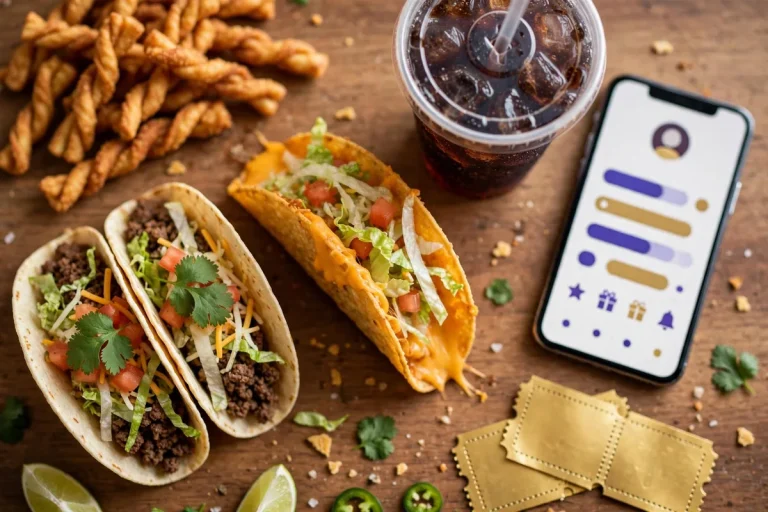 Taco Bell deals and coupons spread with tacos and the rewards app