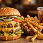 Tam's Burgers menu prices: double cheeseburger with fries