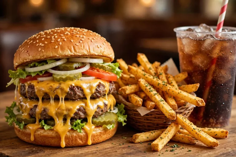 Tam's Burgers menu prices: double cheeseburger with fries