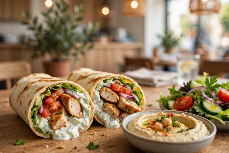 Tazikis deals: gyro, hummus and salad spread