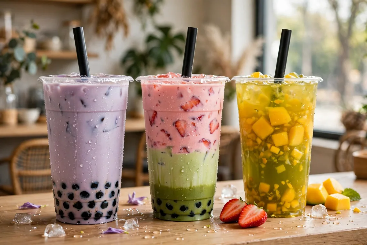 Teaspoon menu prices - colorful boba milk tea drinks